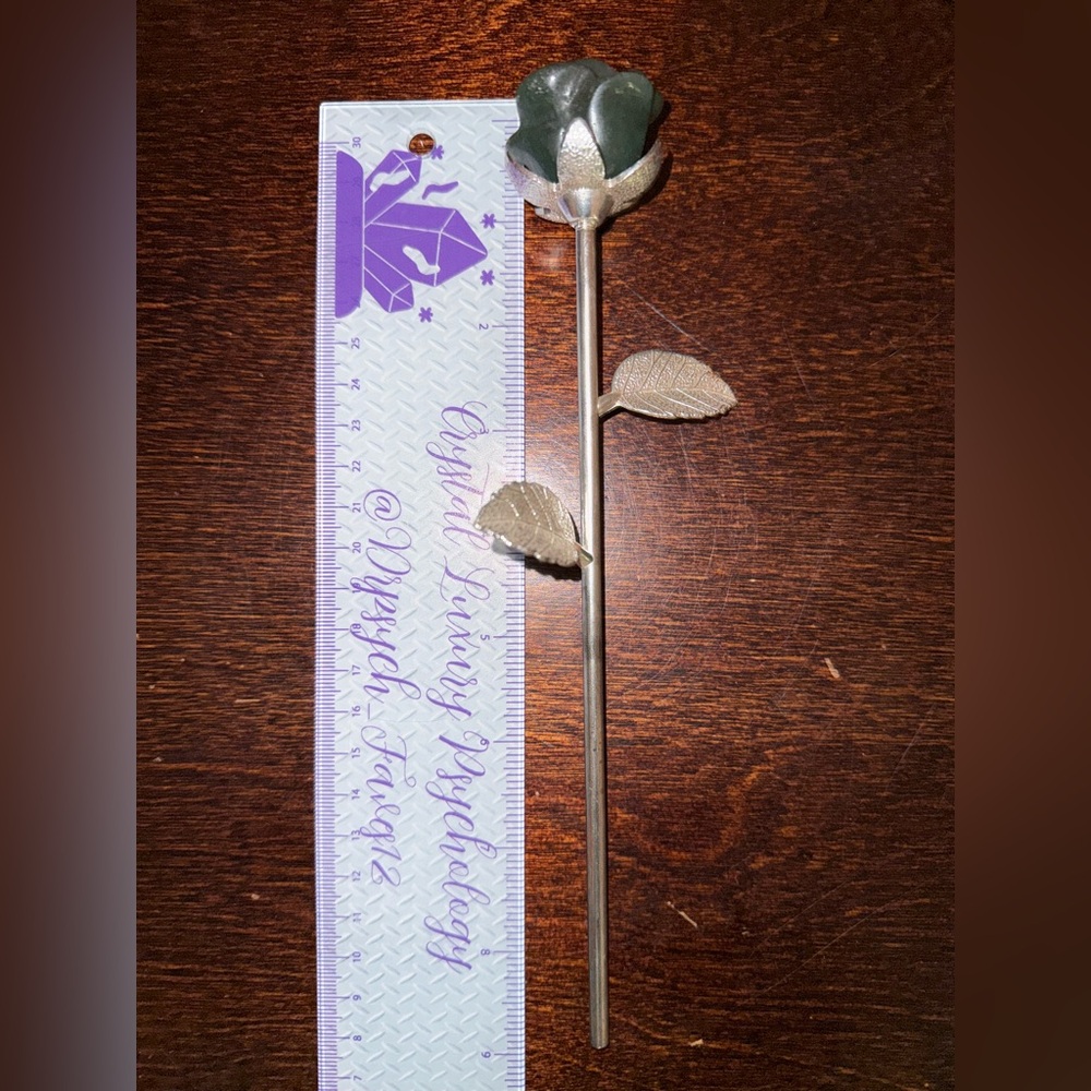 Rose Quartz or Aventurine Rose Carving w/Silver Stainless stem - Choose 1 ๐น๐น - Picture 2 of 8